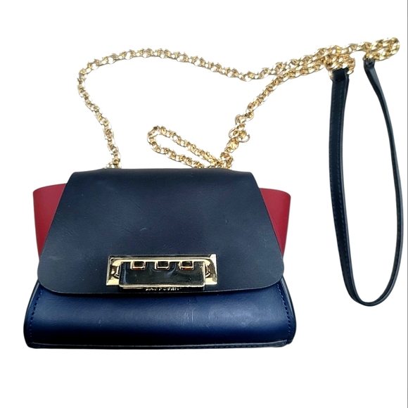 Zac Posen Handbags - Zac Posen Women's Color Block Eartha Mini Chain Crossbody Purse Black Navy Red